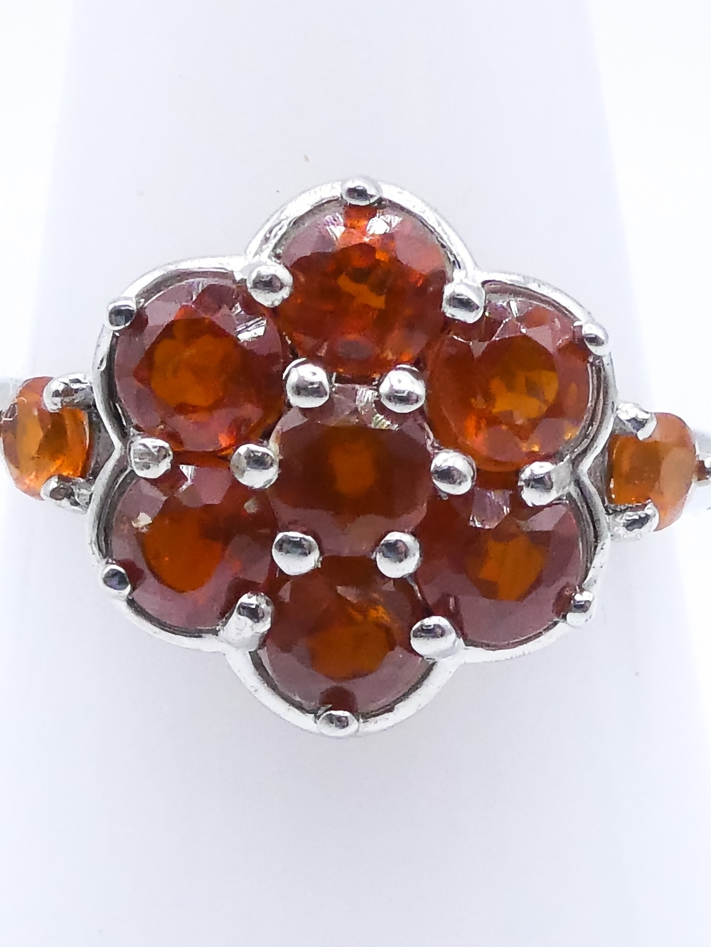 New Tangerine Kyanite Flower Platinum Plated Sterling Silver Djoy Sz 8 Ring